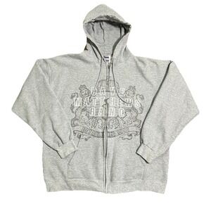 Dave Matthews Band Hoodie Mens L Gray Full Zip Fleece Sweatshirt Graphic Hanes